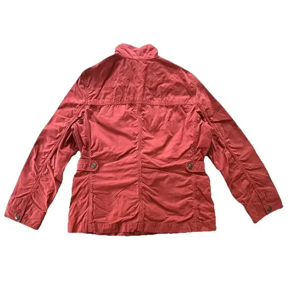 LL Bean Signature Waxed Utility Field Jacket Womens L Rust Red Orange Pockets - Picture 4 of 9